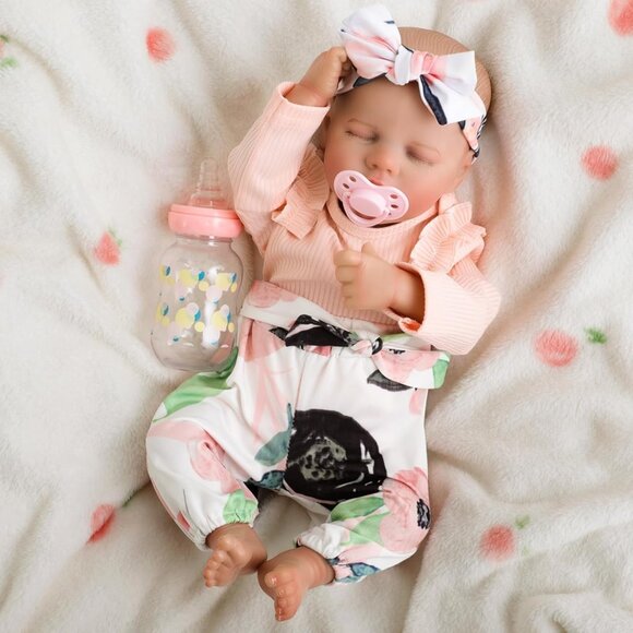 BRAND NEW 18 inch Full Body Vinyl Lifelike Newborn Bebe Doll Girl